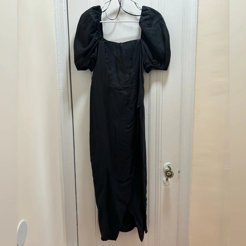 & other stories black puff sleeve wrap dress - Picture 1 of 2